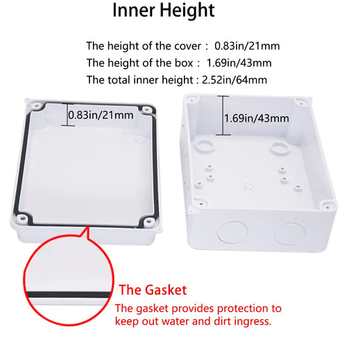 Junction Box, Zulkit Project Box with Reserved Holes IP65 Waterproof Dustproof Electrical Box ABS Plastic Project Enclosure White 5.9 x 4.3 x 2.8 ...