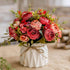 Artificial Flowers Fake Flowers Silk Rose Bouquets Decoration with Ceramics Vase for Table Home Office Wedding (Red Bud)...