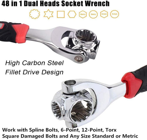 Universal Wrench 48 in 1 Socket Wrench Multifunction Wrench Tool with 360 Degree Rotating Head, Spanner Tool for Home and Car Repair...