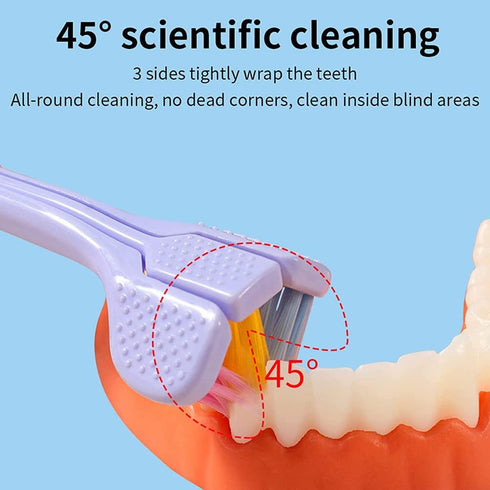 3-Sided Toothbrush, Soft Bristle Toothbrush with Tongue Scraper, Travel Toothbrush for Complete Teeth and Gum Care for Adults...