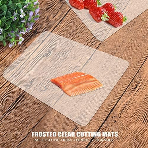 Fotouzy Plastic Cutting Board Set of 7, Frosted Clear Flexible Cutting Mats, BPA-Free, Non-Porous, Dishwasher Safe, Transparent...