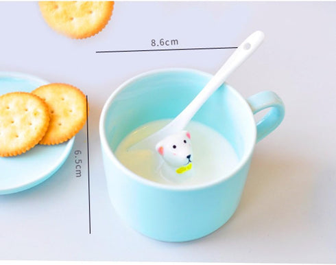ZaH 3D Coffee Mug Cute Animal Inside Cup Cartoon Ceramics Figurine Teacup for Boys Girls Kids - Party Office Morning Mugs for Tea Juice Milk Choco...