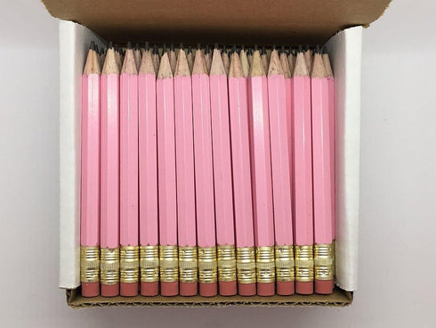 Half Pencils with Eraser - Golf, Classroom, Pew - Hexagon, Sharpened, 2 Pencil, Color - Pastel Pink, Box of 72 Golf Pocket Pencils TM...