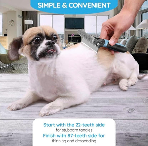 Dog Brush and Cat Brush – 2 Sided Pet Grooming Tool for Deshedding, Mats & Tangles Removing – No More Nasty Shedding and Flying Hair...