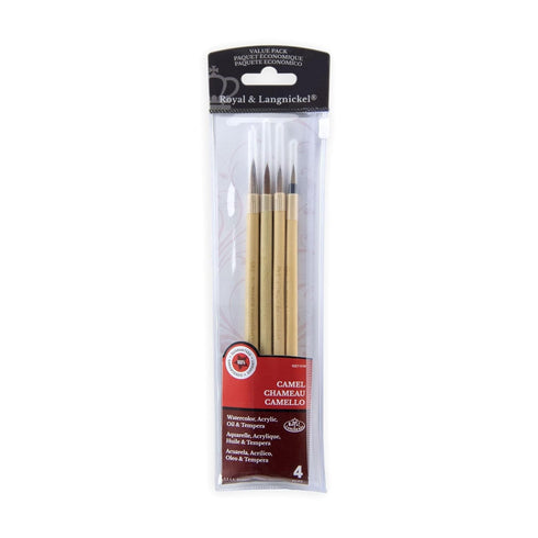 Royal & Langnickel RSET-9149 Royal Zip N' Close Brown Bamboo 4-Piece Brush Set, 10.5 x 2.9 x 0.5...