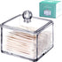 Modern Square Qtip Holder Acrylic Bathroom Vanity Countertop Storage Organizer Canister Jar for Cotton Swabs, Rounds, Balls, Makeup Sponges, Bath ...