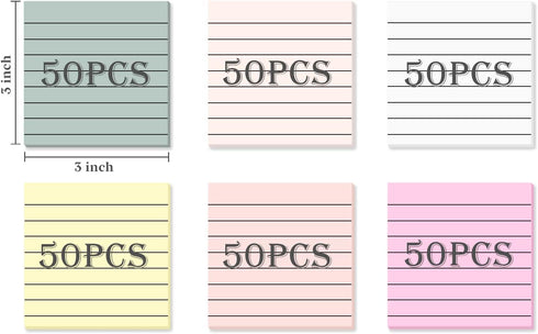 6Pads Transparent Sticky Notes with Lines, Clear Sticky Note Waterproof See Through Memo Pad, Markers Stickers Translucent Index Book Tabs for Ann...