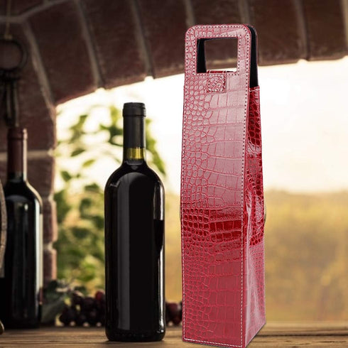 Wine Tote Bag 1 bottle PU Resuable Leather Single Wine Tote Holder Insulated Wine Tote Bag Champagne Beer Gift Bags Carrier(red)...
