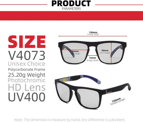 Photochromic Polarized Driving Sunglasses Men Square Matte Frame Eyewear Outdoor Sport Cycling UV Protection Glasses...