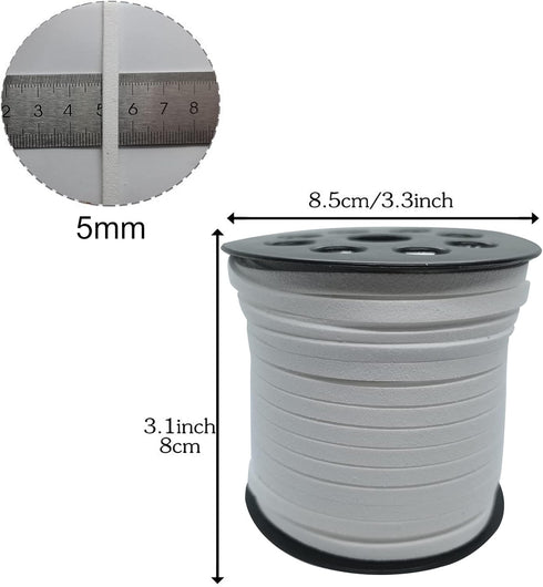 5mm Suede Cord, 50 Yards Suede Lace Faux Leather Cord for Bracelet Necklace Beading DIY Crafts Thread(White)...