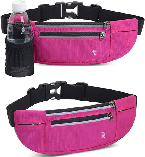 Peicees Fanny Pack with Water Bottle Holder Waist Bag for Men Women Water Resistant Lightweight Reflective Adjustable Running Belt Headphone Bag T...