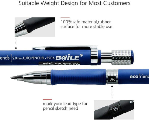 Baile 2mm Mechanical Pencils with Color Lead Refills for Art Sketching Carpenter Draft Drawing Writing Crafting...