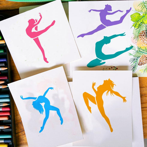 FINGERINSPIRE Dancing Girl Painting Stencil 11.8x11.8inch Reusable Dancers Spraying Stencil Yoga Woman Stencil Large Slim Figure Stencil PET Decor...