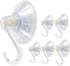Clear Plastic Suction Cup Hook, oobest 6 Pack Ultra Heavy Duty Hooks Strong Power Lock Hooks Vacuum Traceless Hooks Smooth Waterproof Oil-Proof Wa...