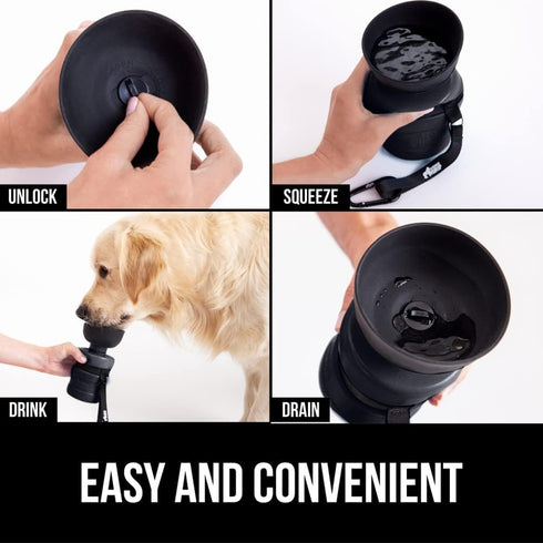 Gorilla Grip No Spill Portable Dog Water Bottle with Built in Bowl, Food Grade Silicone Leak Proof Pets Travel Drink Dispenser, Puppy Walk Trainin...