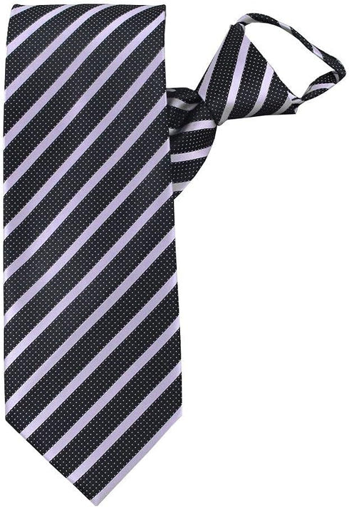Jacob Alexander Men's Pre-Tied Dotted Stripe Pattern Zipper Neck Tie...