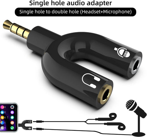 Headphone Splitter Adapter, 3-in-1 Pack 3.5mm Male to 2 Port 3.5mm Female & 3.5mm Female to 2 Port 3.5mm Male Aux Stereo Y Jack Cable for PS4, Xbo...