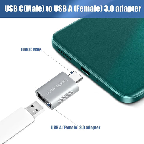 USB C to USB A OTG Adapter (2pcs Pack), USB C Male to USB 3.0 Female Adapter, High Speed Data Transfer, Fast Charging, Compatible with Macbook, La...