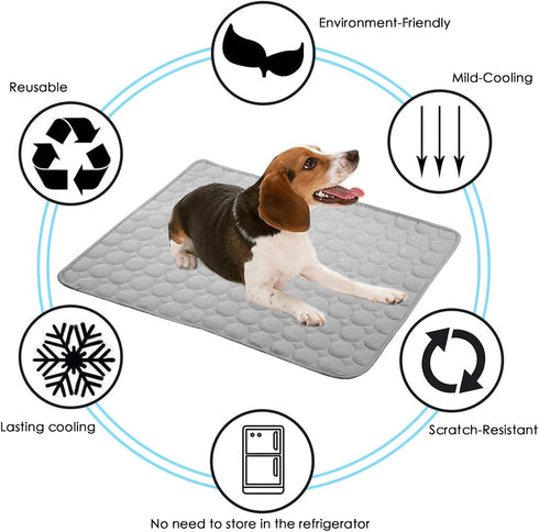 SOMOYA Dog Self Cooling Mat Pet Washable Pads Blanket Hot Weather Sleeping Kennel Mat,Ice Silk Sleep Mat Pad Non-Toxic Breathable Sleep Bed for La...