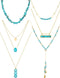 6 Pcs Western Necklaces for Women Girl Gold and Turquoise Necklace Boho Layered Pendant Jewelry Set for Cowgirl Cowboy...