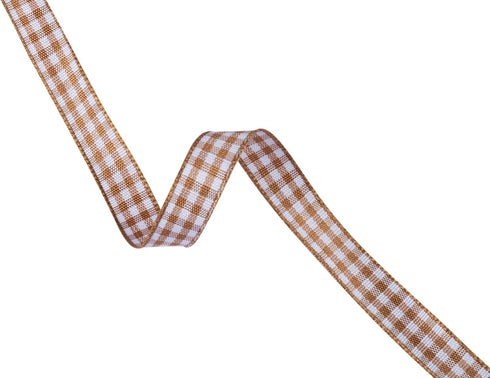 Gingham Ribbon, 3/8 Inch 25 Yd, Plaid Checkered Ribbon with Woven Edge, for DIY Crafts, Flower Bouquet Wrapping Home Decoration (Old Gold)...