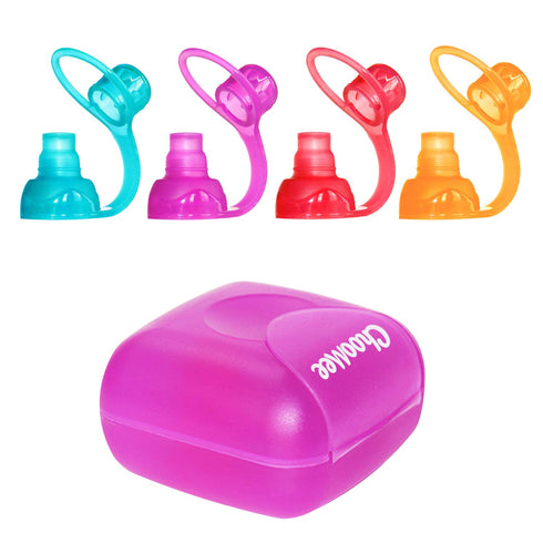 ChooMee SoftSip Food Pouch Tops | 4 Colors + Purple case | Prevent Spills and Protect Childs Mouth...