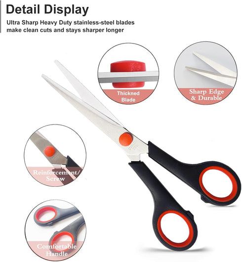 Scissors all Purpose Office Student Scissors 7 Inch Ultra Sharp Shears Comfort-Grip Handles Household Scissors Bulk Sturdy Sharp Craft Supplies - ...