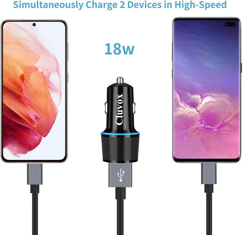 Fast USB Car Charger for Samsung Galaxy A55/A54/A53/A50/A15/A14/S24/S23/S22/S21 Plus/Ultra/S20 FE/S10/S9/S8/Note 20/A10S/A21/A31/A51 Quick Charge ...
