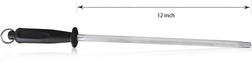 Professional Carbon Steel Black Knife Sharpening Steel, Black 12 Inch...