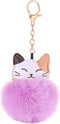 POYAMUSE Fluffy Cat Pom Pom Ball Keychain - Cute Kitty Plush Ball Accessory Keyring for Women Bag Decoration...