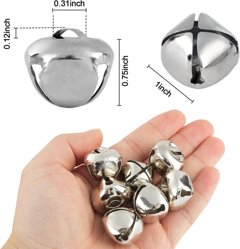 BigOtters 50 Pcs Jingle Bells for Crafting, 1 Inch Craft Bells Bulk for DIY, Home Christmas Decoration, Silver...