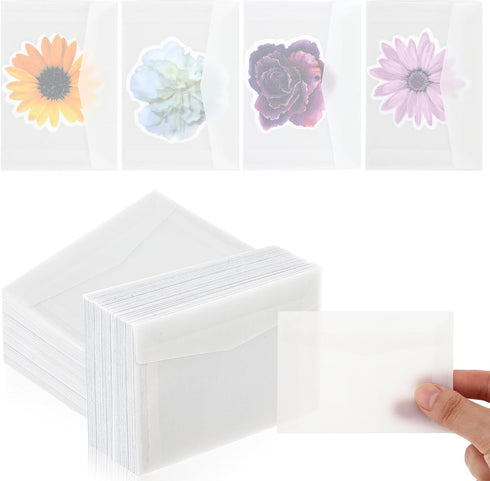 50 PCS Glassine Envelopes for Stamps, 3.9 × 2.7 Inch Glassine Paper Bags Stamp Envelopes, Clear Envelopes Stamp Collecting Supplies for Storing Ph...