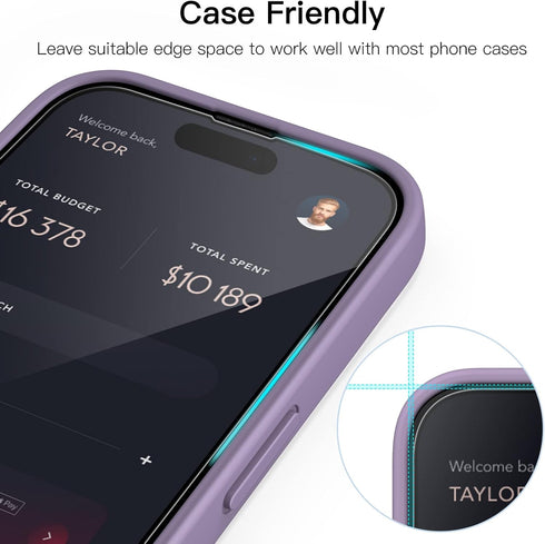 JETech Full Coverage Screen Protector for iPhone 14 Pro 6.1-Inch, Black Edge Tempered Glass Film with Easy Installation Tool, Case-Friendly, HD Cl...