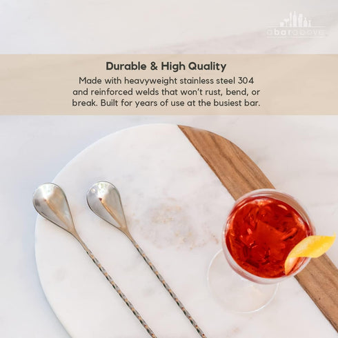 A Bar Above Long Spoon Bar Set, Spiral Handle Long Spoons, for Stirring and Layering, Stainless Steel Spoons, for Cocktail Set, Basic Professional...