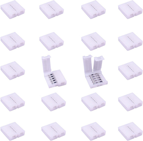 20pcs RGBW LED Strip Connector 5 pin 12mm Wide RGBW 5050 LED Tape Connector RGBW LED Ribbon Snap Down Connector 5-Conductor RGBW LED Rope Connecto...
