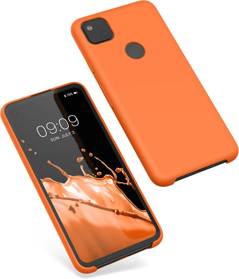 kwmobile Case Compatible with Google Pixel 4a Case - TPU Silicone Phone Cover with Soft Finish - Fruity Orange...