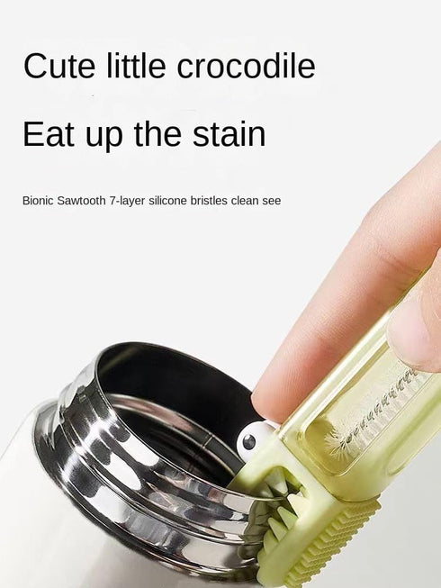 Multifunctional Bottle Cleaning Brush Set, Multifunction Silicone Cup Lid Gap Cleaner, Home Kitchen Crevice Cleaning Tools(3 Pcs), Blue,green,yell...