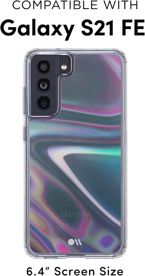 Case-Mate Samsung Galaxy S21 FE Case - Soap Bubble - with 10ft Drop Protection & Wireless Charging - Luxury Bling Glitter Case for S21 FE 5G - Iri...