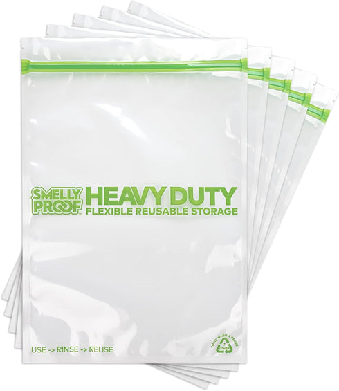 Smelly Proof REUSABLE STORAGE BAGS, Extra Large HEAVY DUTY 5-mils US-Made, BPA FREE, NO PEVA, Dishwasher-Safe Ziplock Reusable Freezer Bags Triple...