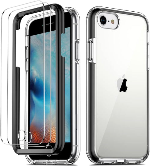 COOLQO Compatible for iPhone SE/8/7 Case with Screen Protectors, Military Grade Drop Protection, Dual Layer Design Non-Yellowing Heavy Duty Protec...