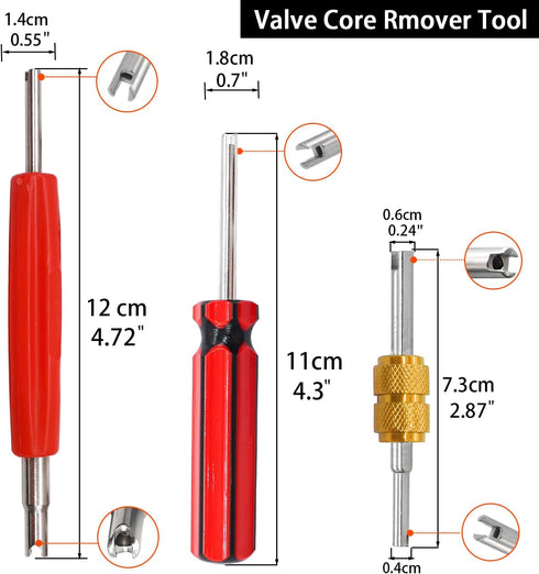 Taiss 59PCS Air Conditioning Valve Core Accessories Kit R12 R134a Refrigeration Tire Valve Stem Cores with Valve Core Rmover Tool HVAC AC System S...