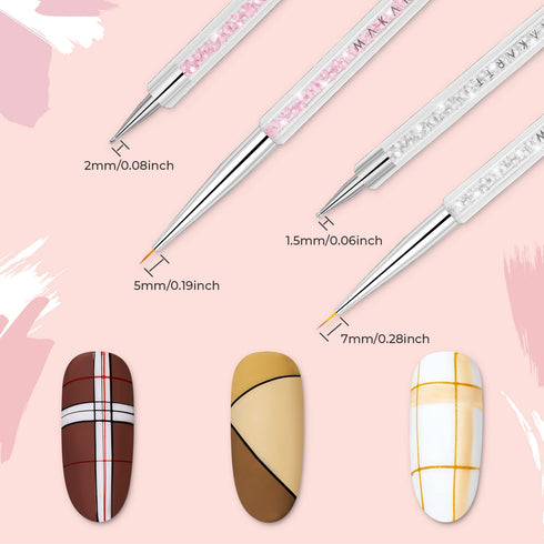 Makartt Double-Ended Nail Art Brushes Set, 5PCS Nail Design Brushes Dotting Pen Multifunctional Nail Design Tools Kit Including Nail Liner Brush a...