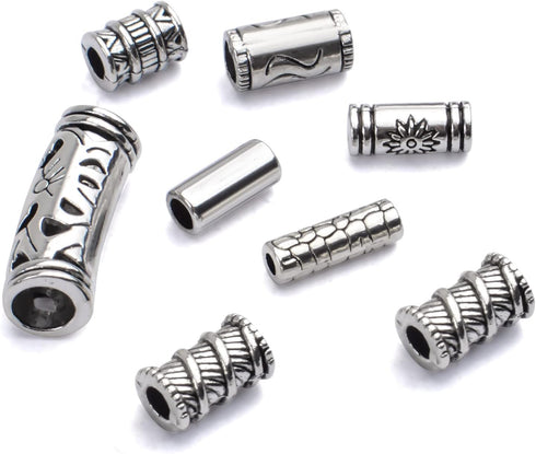 100g (About 80-150pcs) Assorted Column Spacer Beads Tibetan Silver Tube Beads for Bracelet Necklace Jewelry Making Crafts DIY,7 Styles,4-16mm...