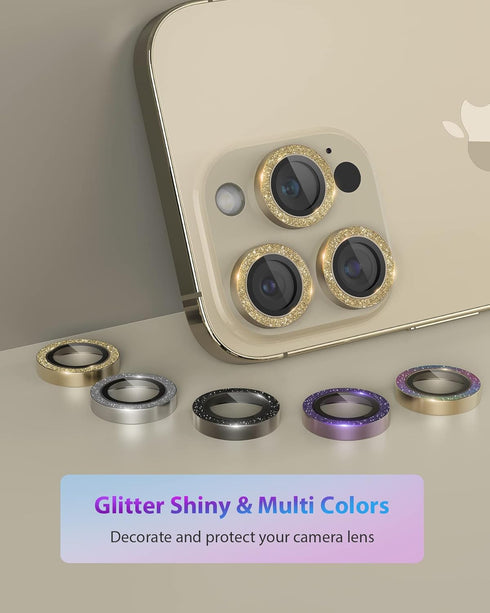 Compatible for iPhone 14 Pro and iPhone 14 Pro Max Camera Lens Protector Bling Glitter 9H Tempered Glass Camera Screen Protector Anti Scratch Came...