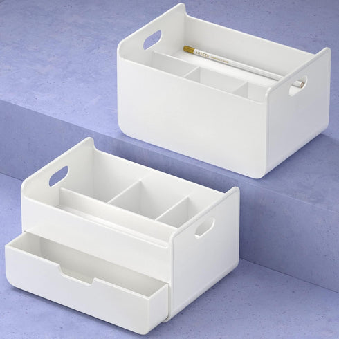 ARTEZA Small Desk Organizer with Drawer – Portable Dresser & Desk Caddy with Desktop Pen Holder – Office Desk Accessories – Lightweight Classroom ...