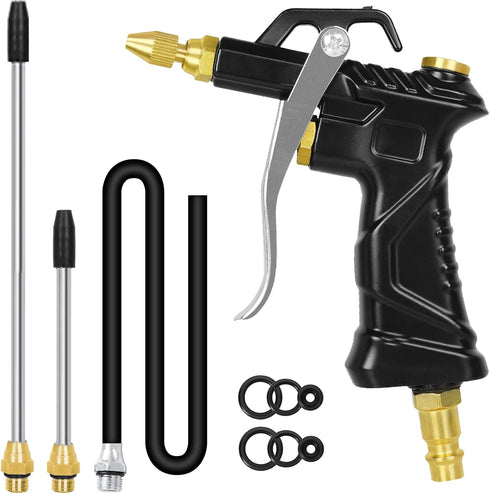 Industrial Air Blow Gun, with Brass Adjustable Air Nozzle and 3 Air Flow Extension, and 6 Sealing Rings, Pneumatic Tools Air Compressor Accessorie...