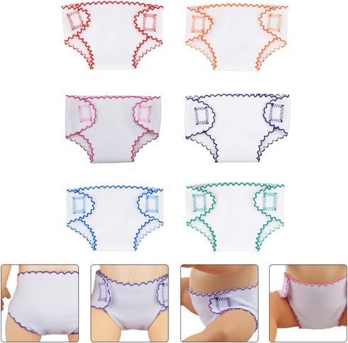 Toyvian 6pcs Doll Diapers baby doll diaper bag baby doll accessories doll underwear Reusable DIY Diaper...