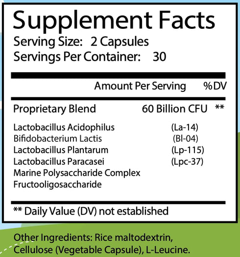Probiotics 60 Capsules: Nourish Your Gut for Optimal Digestive Health with Proprietary Blend of 60 Billion CFU (60 Count)...