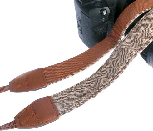 Fotasy Brown Vintage Weave Camera Neck Strap, Camera Shoulder Belt Strap, Classic Design, Compatible with Canon Fujifilm Nikon Olympus Panasonic P...