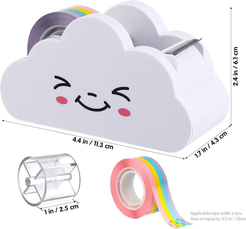 TOYANDONA Cloud Tape Dispenser and Rainbow Tape Set, Cartoon Desktop Tape Cutter Cute Roll Tape Holder for and More School Office Stationery Suppl...
